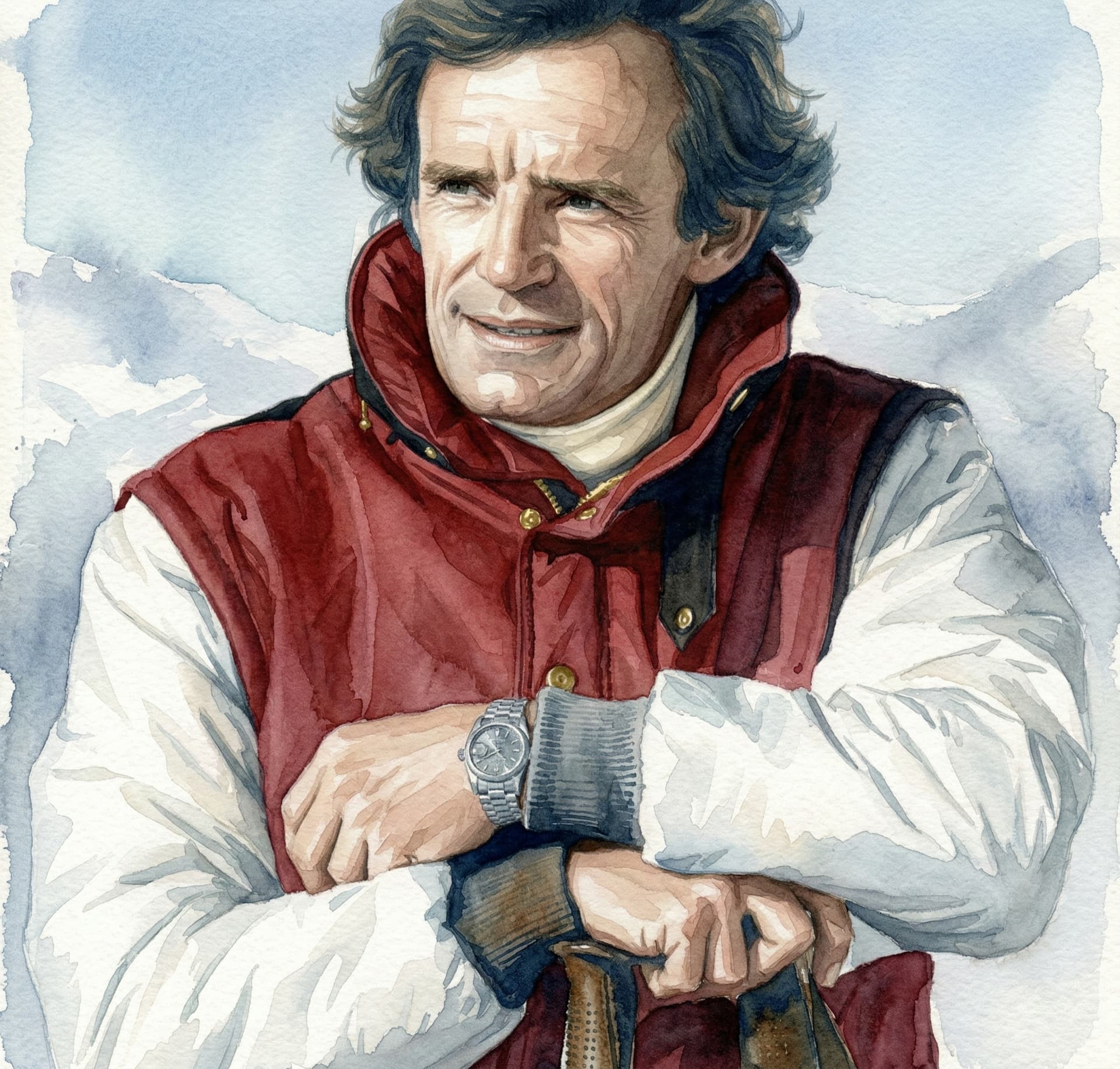 Jean-Claude Killy wearing his Rolex Triple Calendar Chronograph 6236 after winning Olympic gold